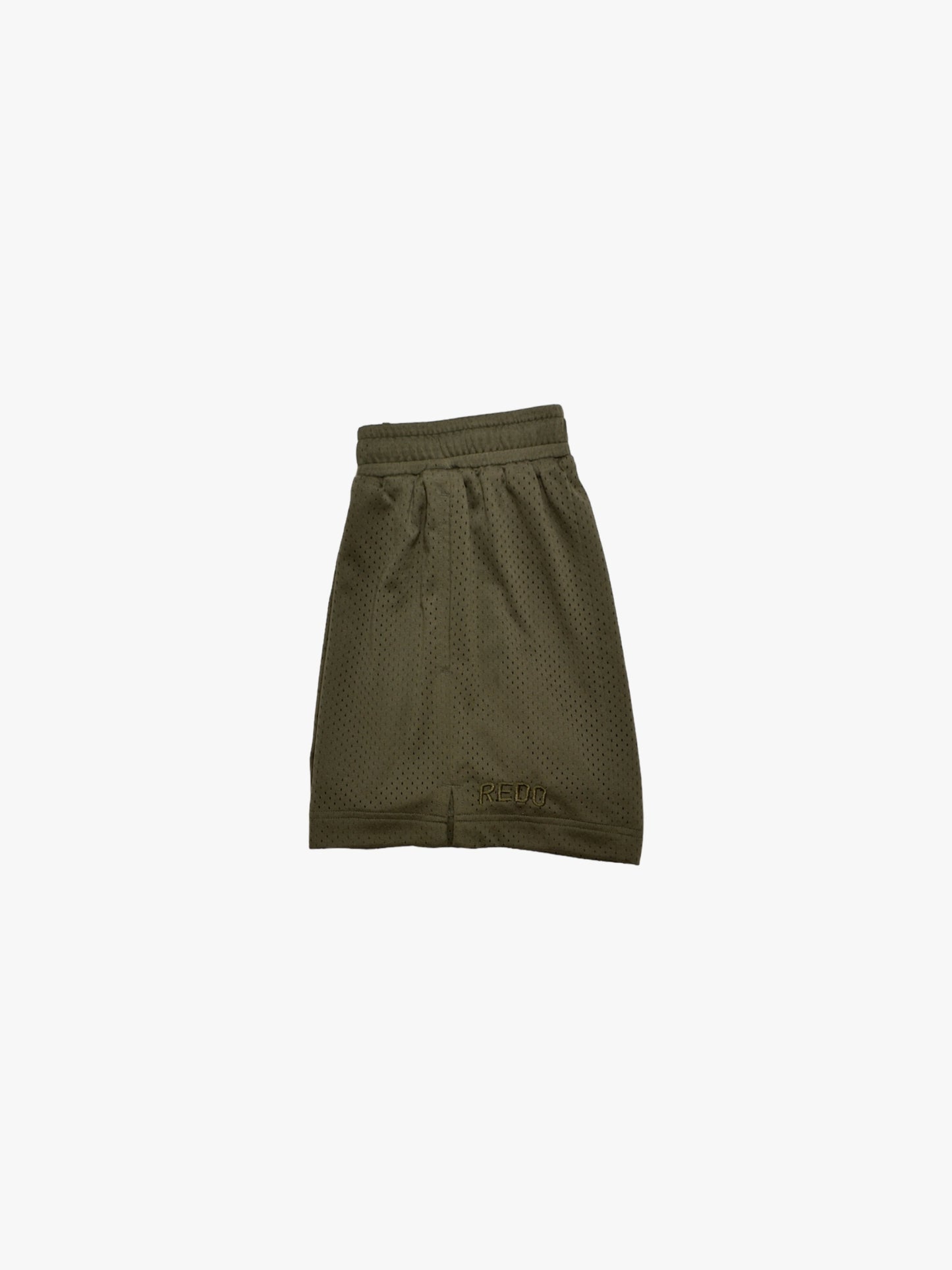 Olive Pleated Mesh Shorts