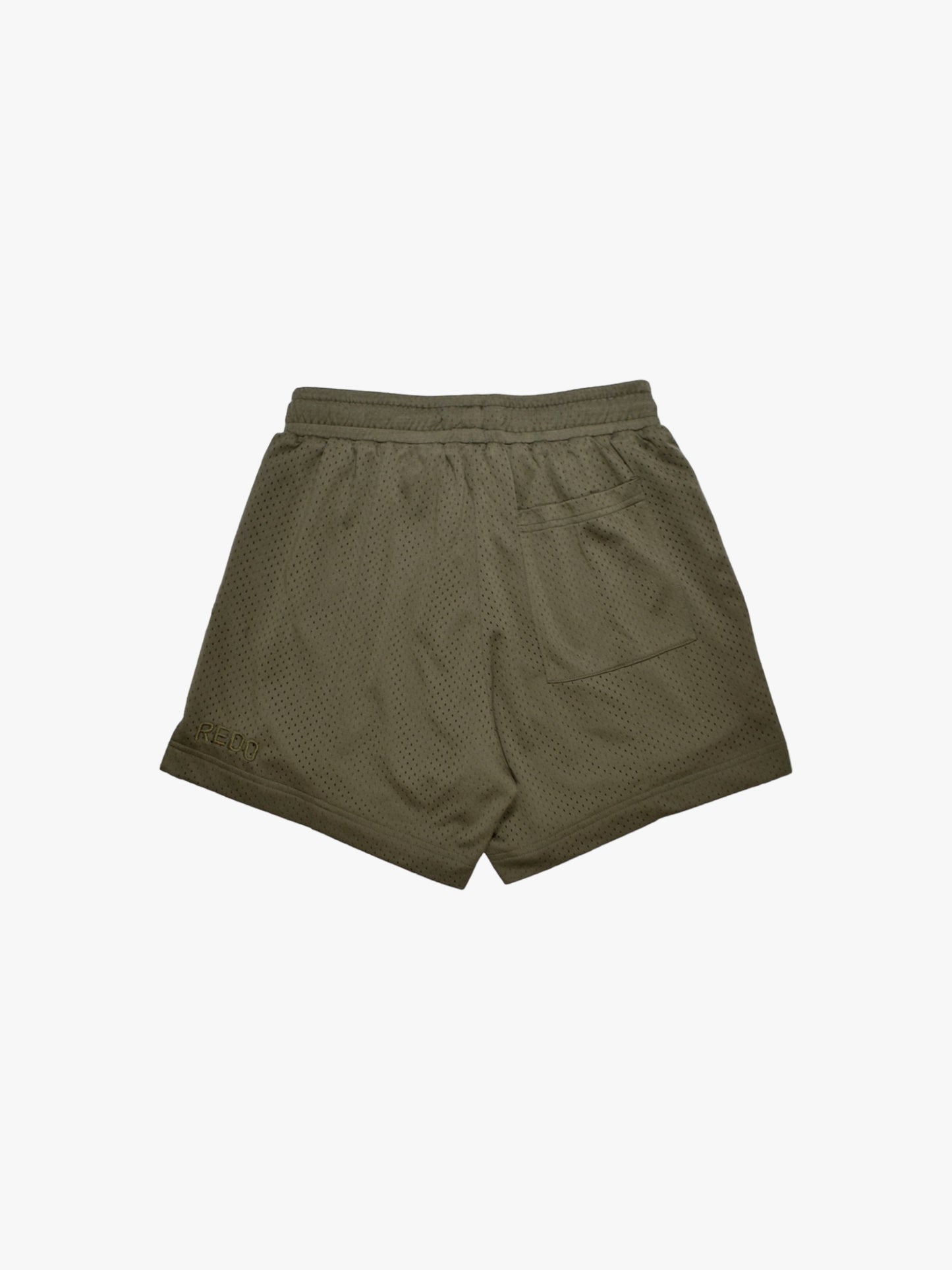 Olive Pleated Mesh Shorts