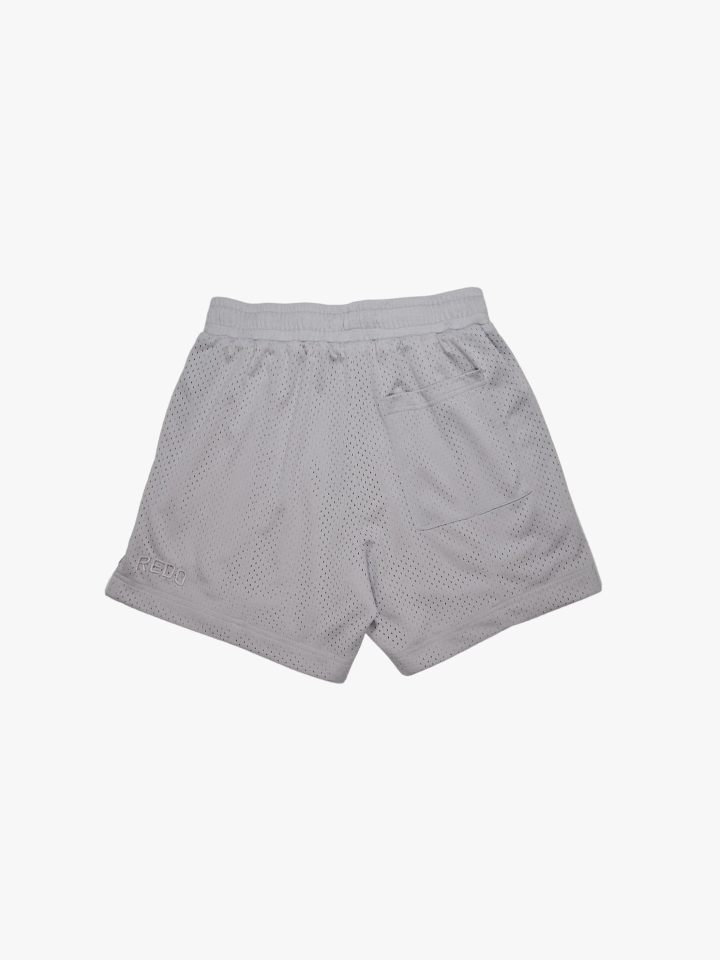 Silver Pleated Mesh Shorts