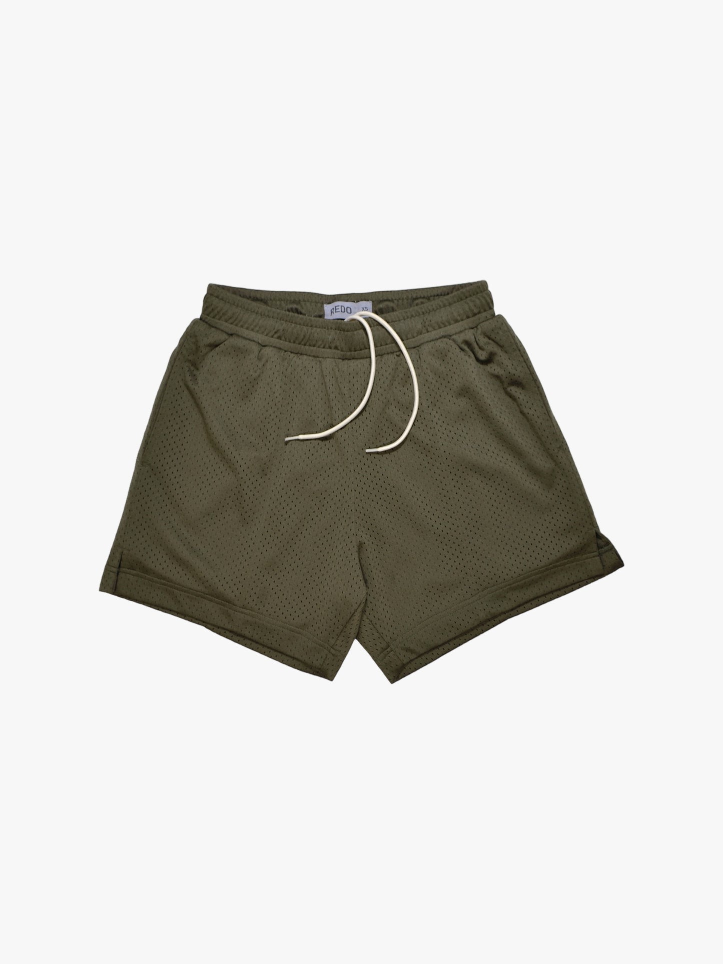 Olive Pleated Mesh Shorts