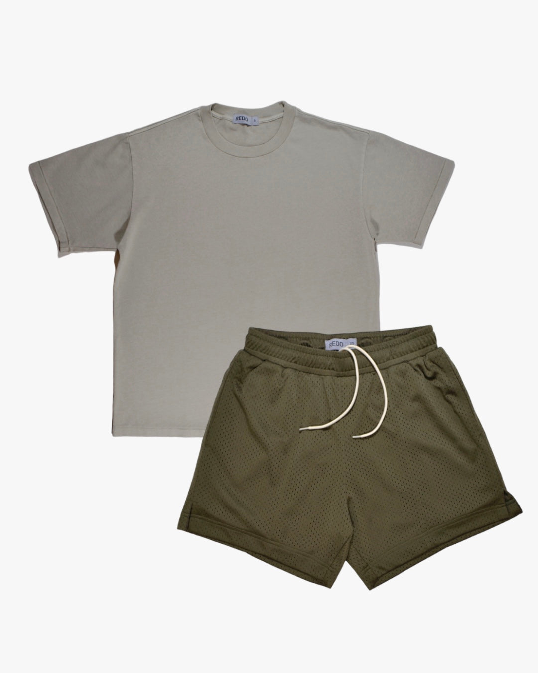 Pleated Mesh Shorts & Vintage Style T-Shirt Pack