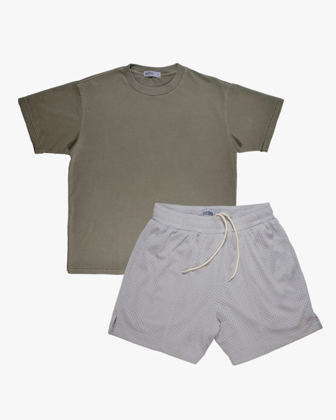 Pleated Mesh Shorts & Vintage Style T-Shirt Pack