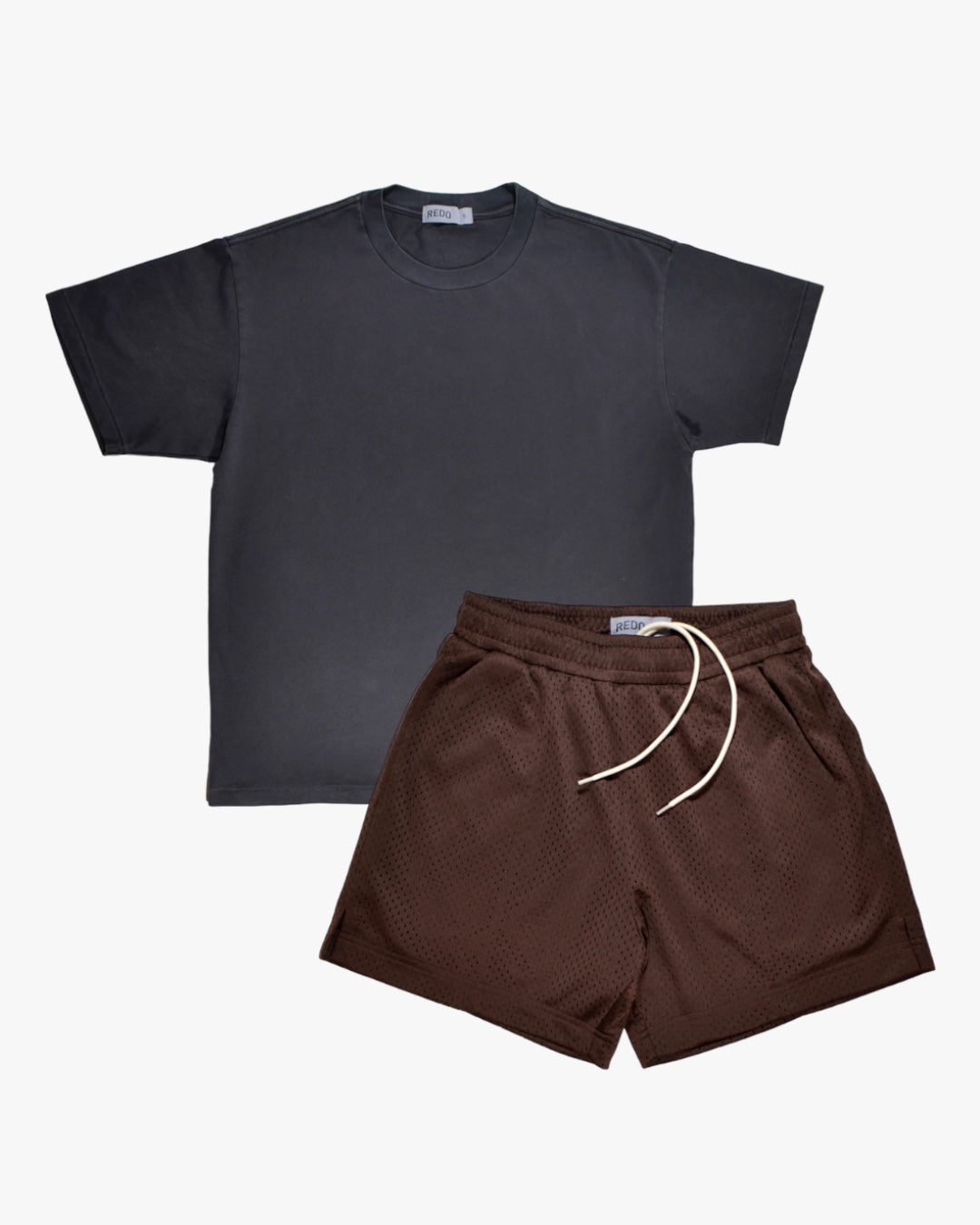 Pleated Mesh Shorts & Vintage Style T-Shirt Pack